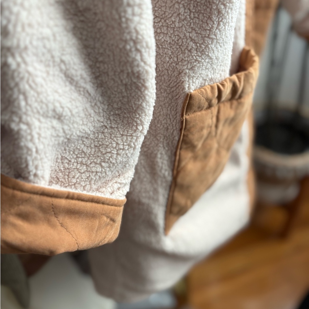 Hem & Thread Cream and Tan Teddy Jacket reversible - Picture 3 of 6